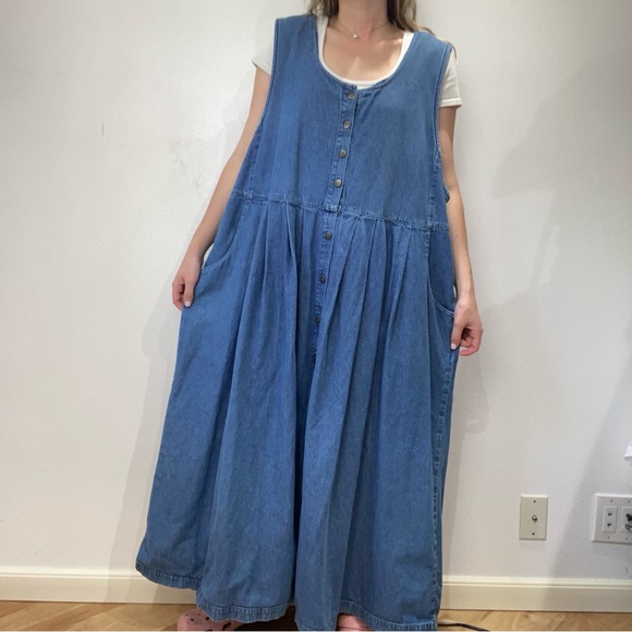 Vintage Plus Size Denim Jumper Dress - Picture 1 of 6